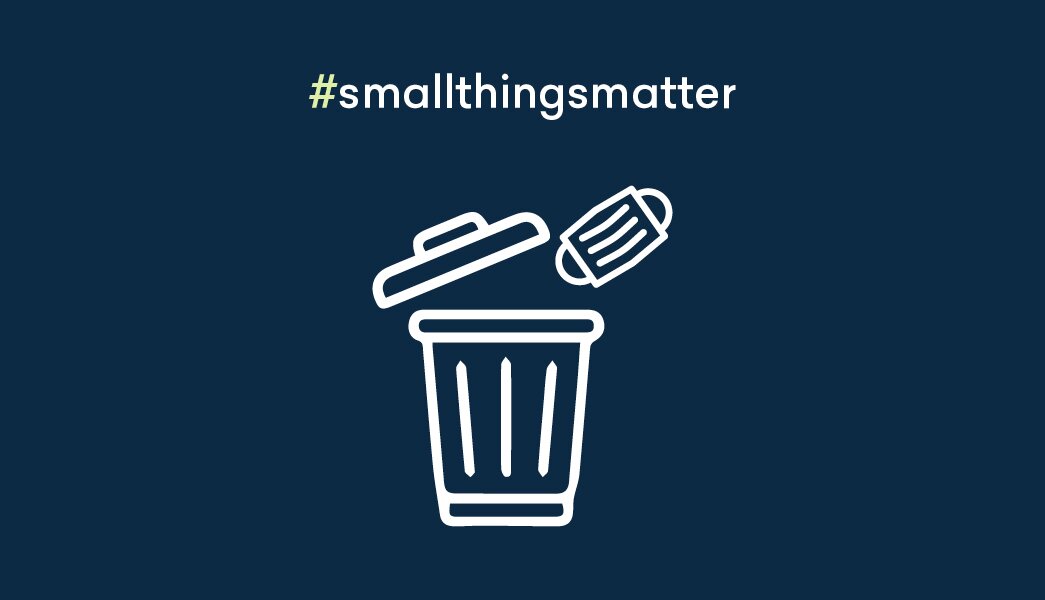 Das Bild zeigt den Hashtag "smallthingmatter". Unterhalb des Hashtags ist eine Mülltonne abgebildet